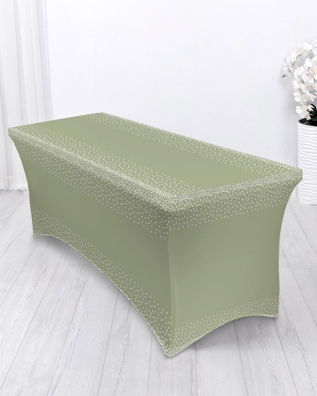 White Speckles Grain Spandex Fitted Table Cover H35862