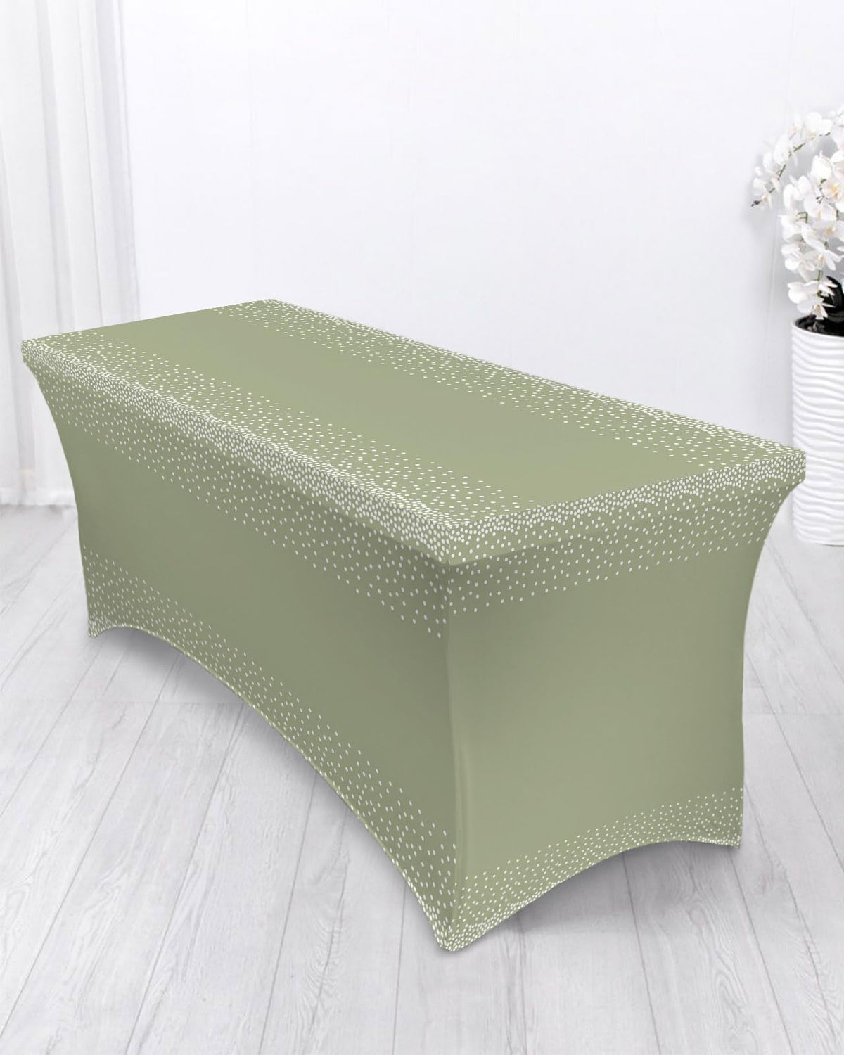 White Speckles Grain Spandex Fitted Table Cover H35862