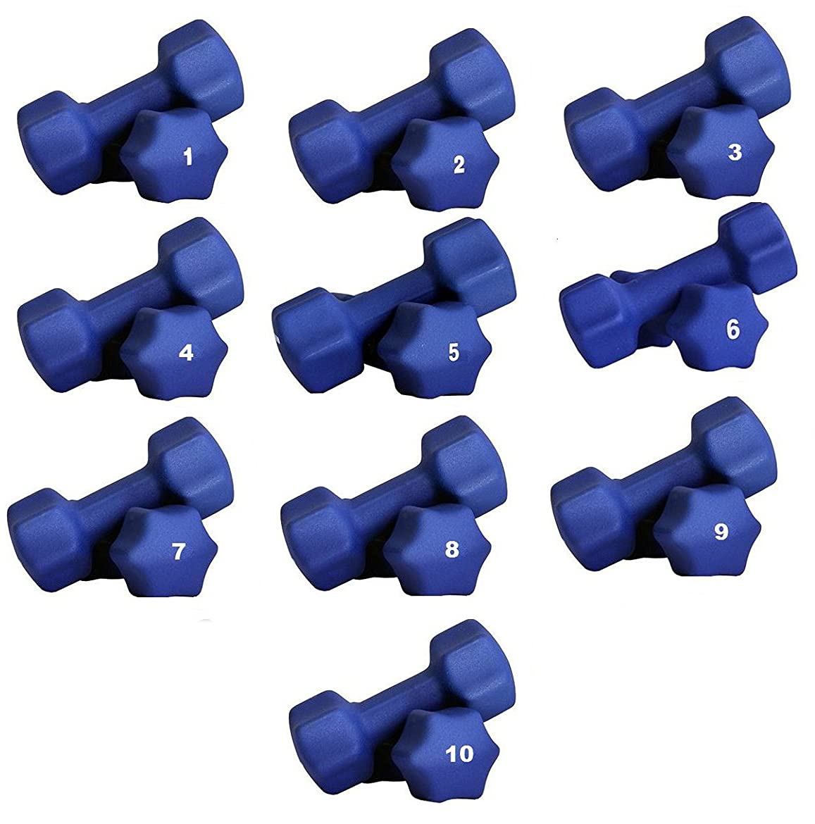 Blue Neoprene Dumbbell Set 1-10 LB 10 Pairs N337249