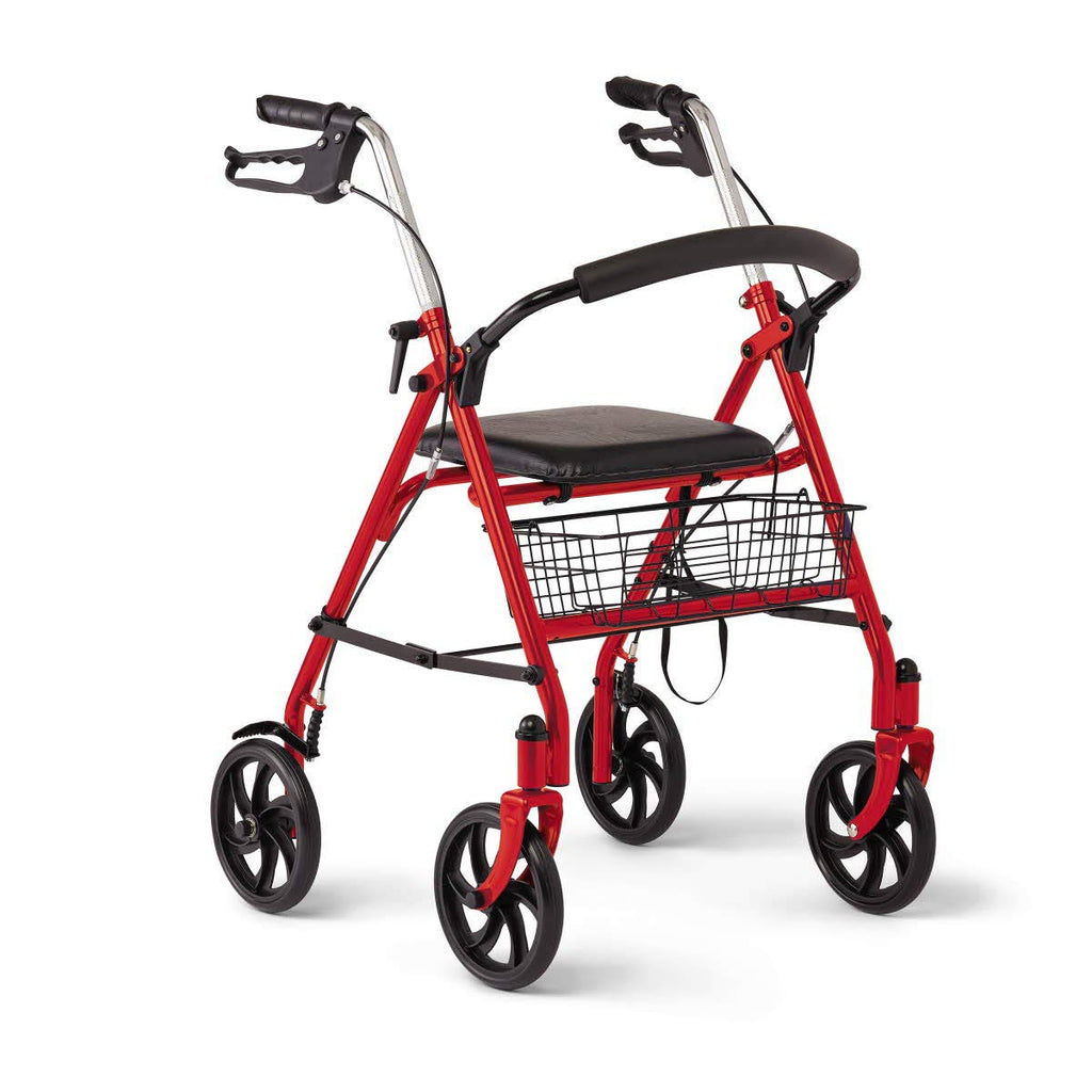 Steel Rollator Walker with 8 Inch Wheels, Red P730907