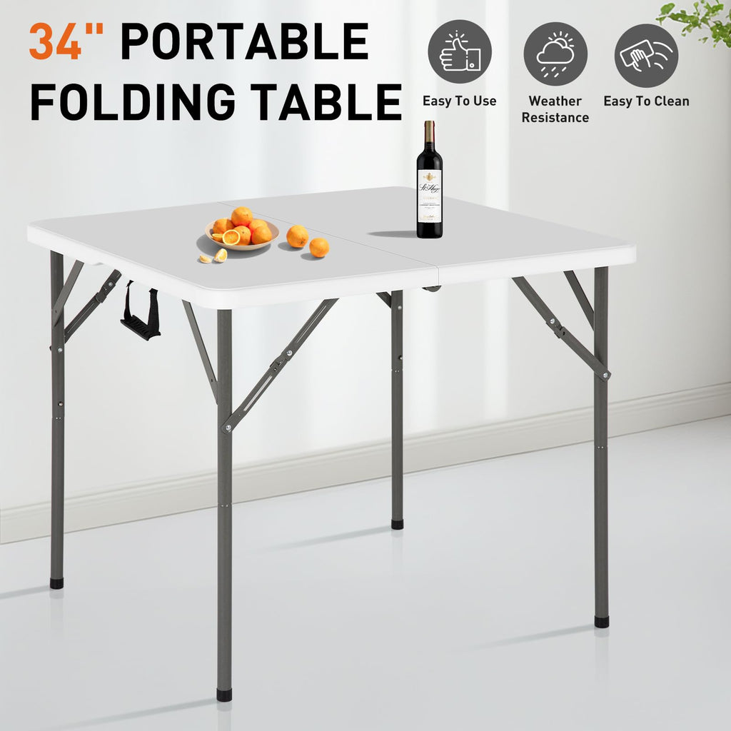 34 Inch Square Folding Table White O55031