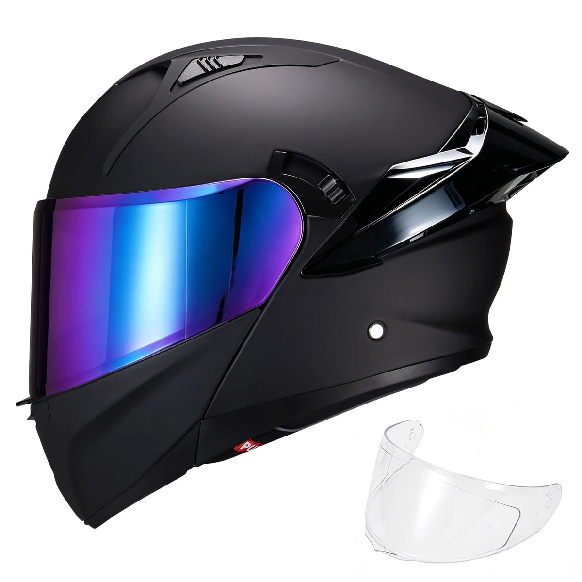 Modular Motorcycle Helmet Dual Visor Flip Up Full Face Matte Black XXL D363