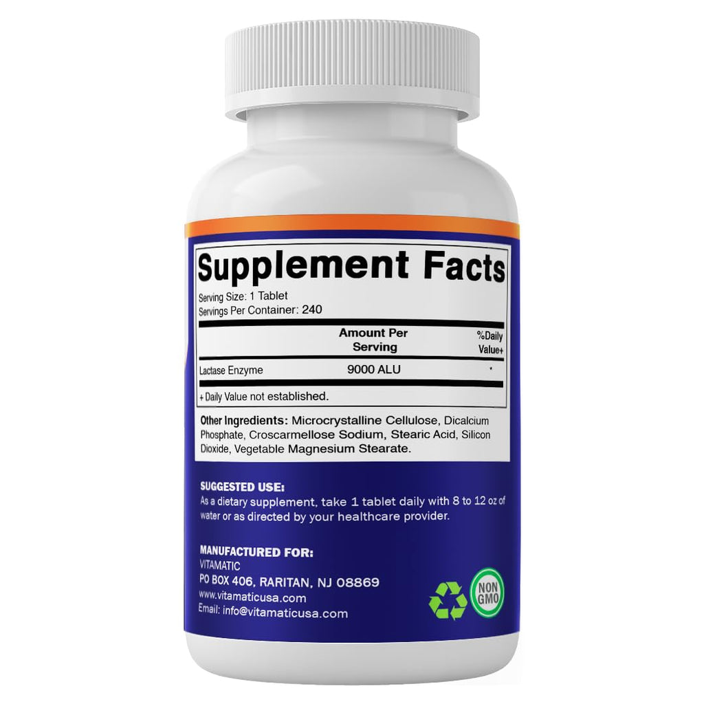 Lactase Enzyme 9000 FCC 240 Tablets A474