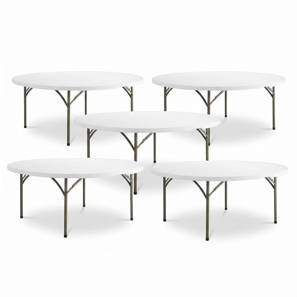 72-Inch Round Folding Tables 5-Pack Heavy-Duty Plastic O157