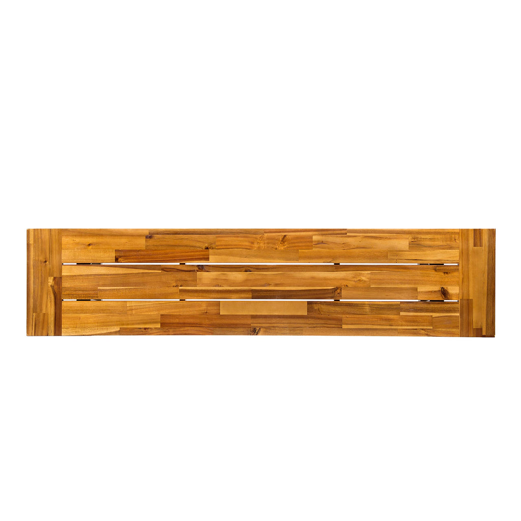 Acacia Wood Outdoor Bench with Metal Accents G486