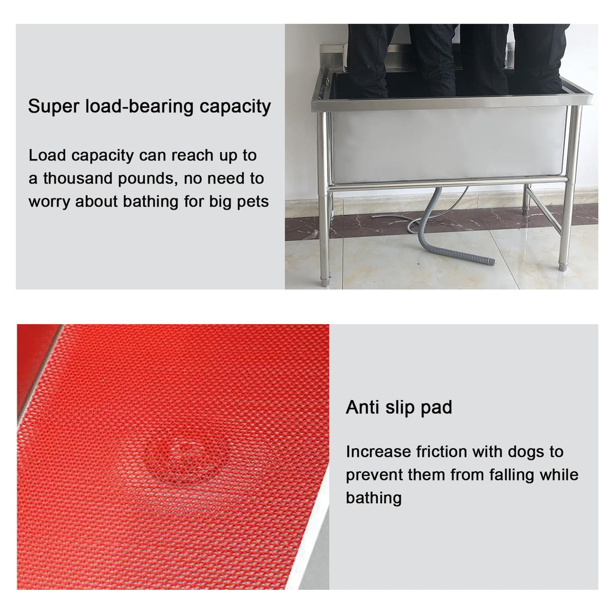Stainless Steel Dog Grooming Tub with Stairs and Faucet G1723