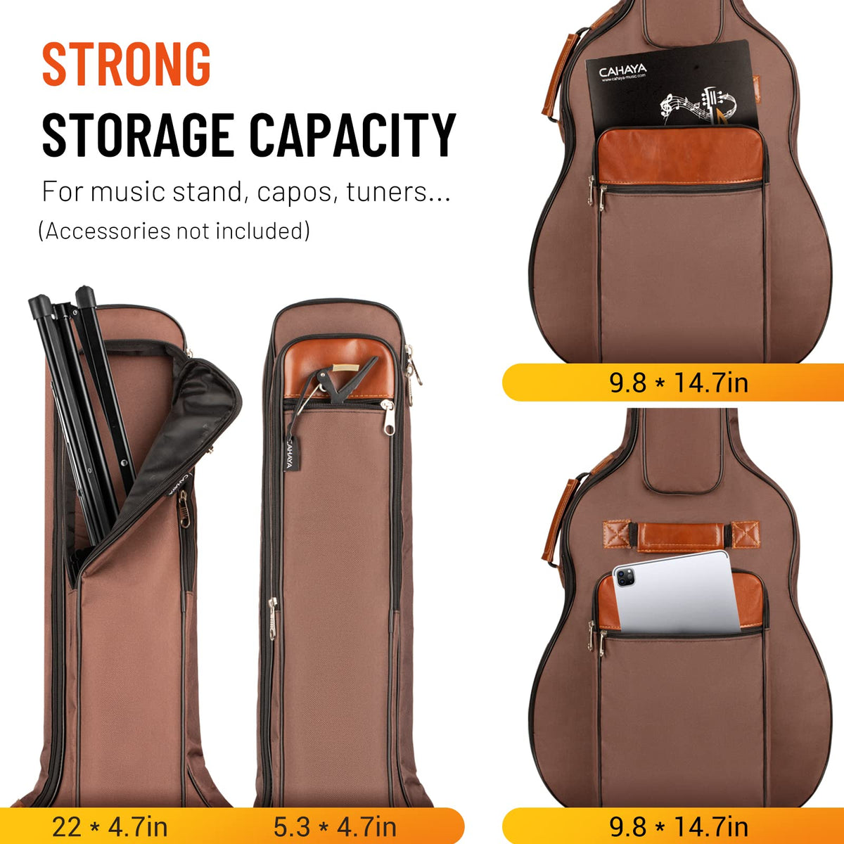 40 41 42 In 6 Pockets Water Resistent Oxford Cloth Padded Guitar Bag O861645