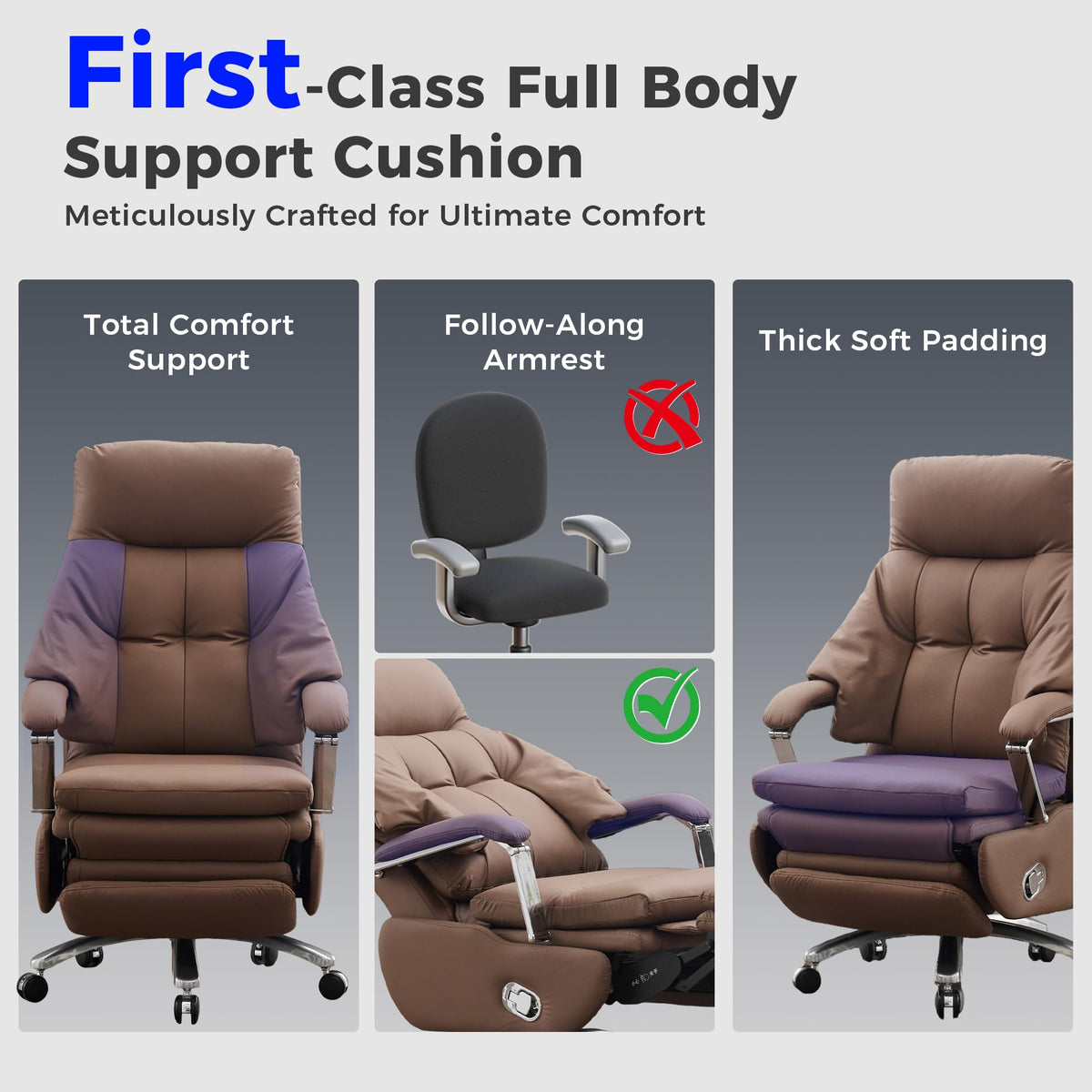 Brown PU Leather Recliner Chair with Footrest 400LBS X181