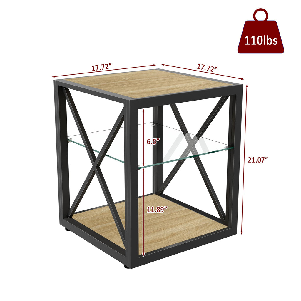 End Table Set of 2 with 3-Tier Storage Shelf U80271