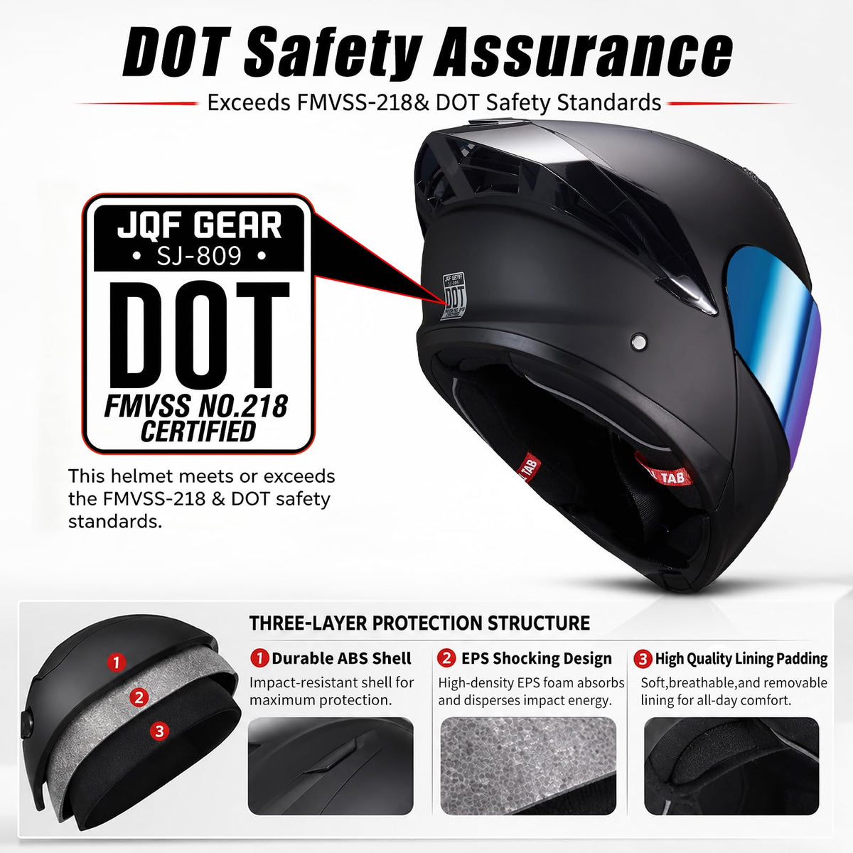 Modular Motorcycle Helmet Dual Visor Flip Up Full Face Matte Black XXL D363