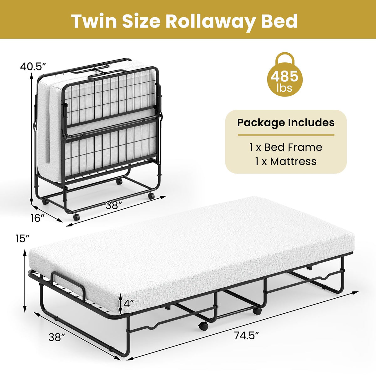 Twin Folding Bed with Mattress B82138