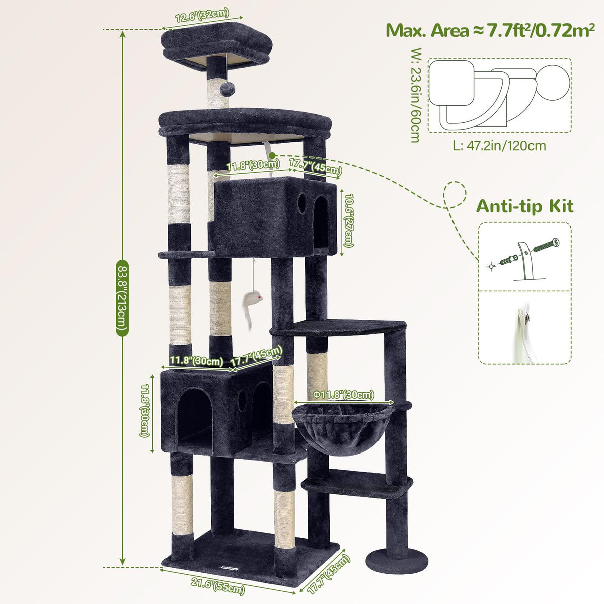 Dark Grey 83in Cat Tree K341120