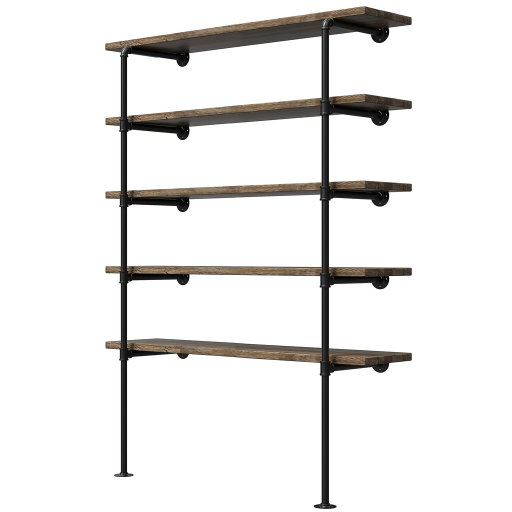 14" Deep 2Pcs Industrial Retro Wall Mount Iron Pipe Shelf Q274
