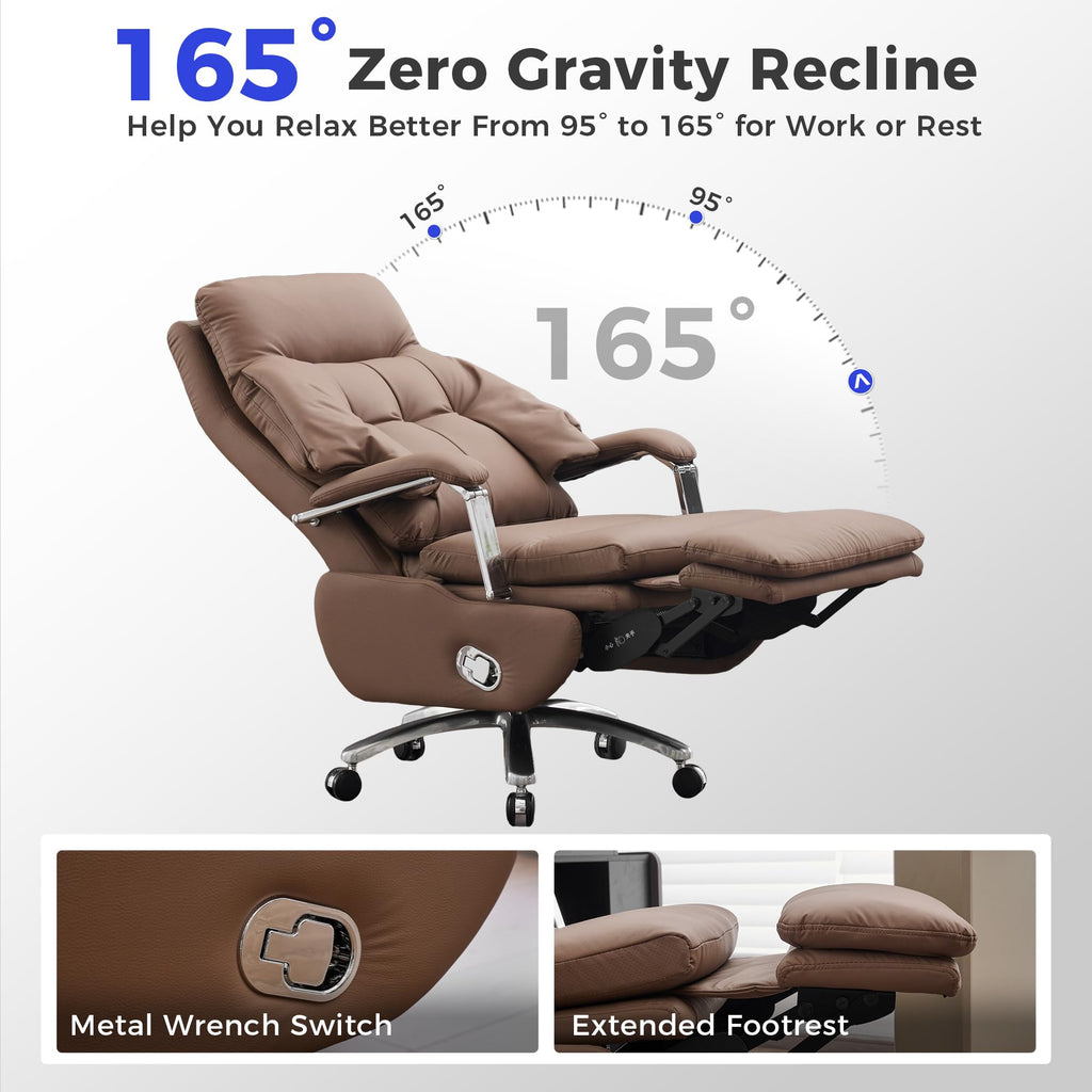 Brown PU Leather Recliner Chair with Footrest 400LBS X181