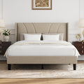 Queen Size Linen Upholstered Bed Frame with Headboard P307