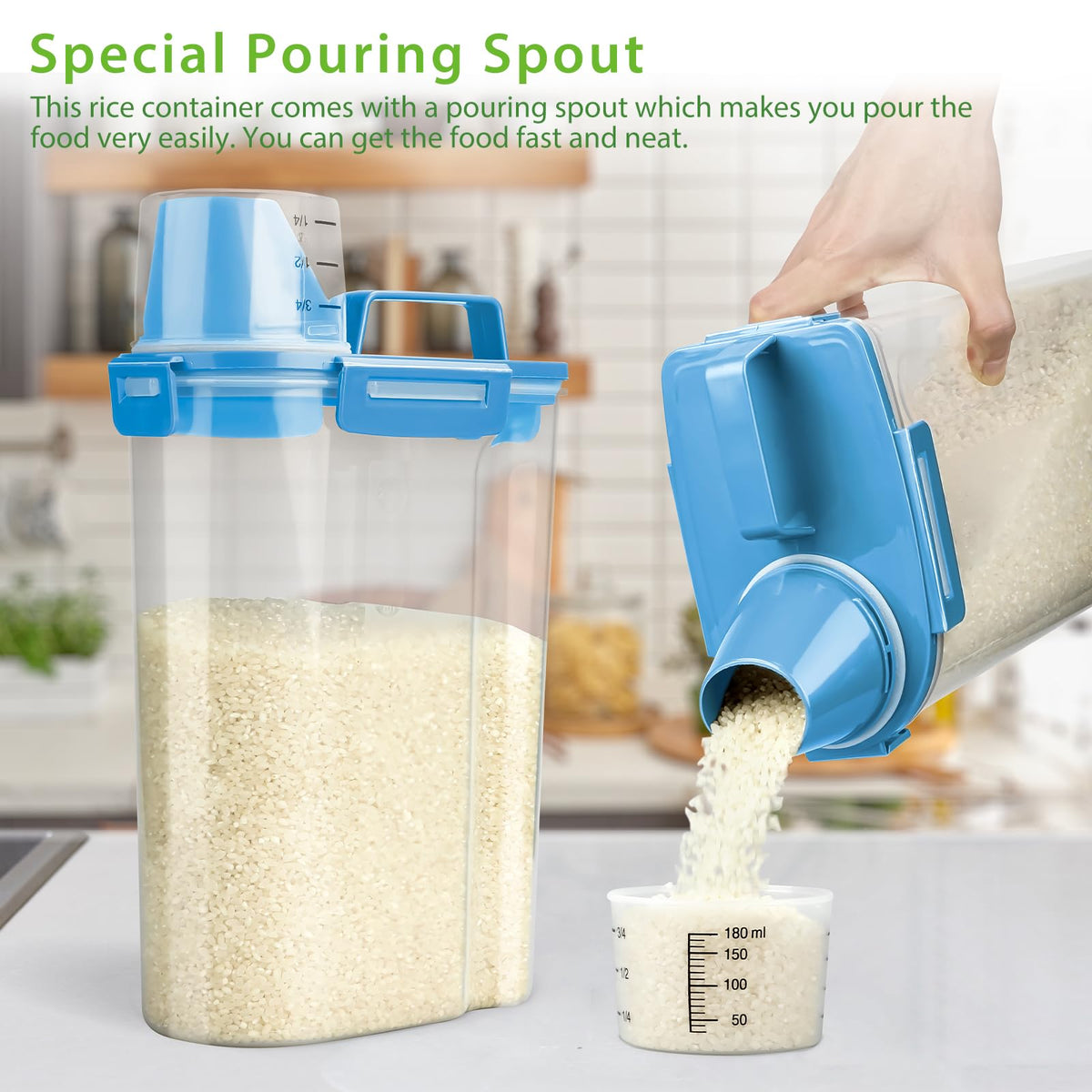 Airtight Rice Storage Container with Measuring Cup A824