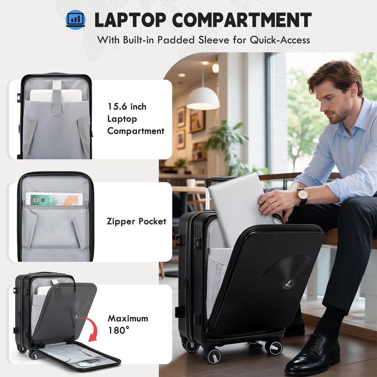 20 Inch Expandable Carry on Luggage U6785