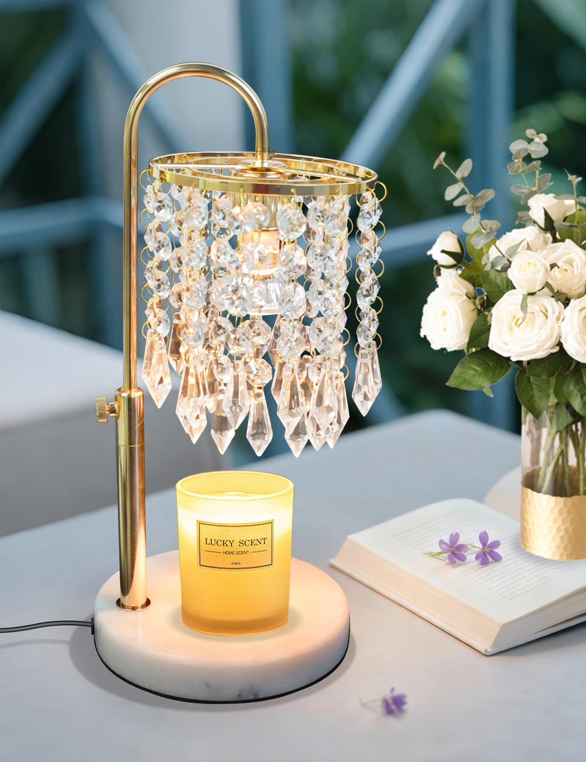 Candle Warmer Lamp with Timer Dimmable Adjustable Height Gold H85662