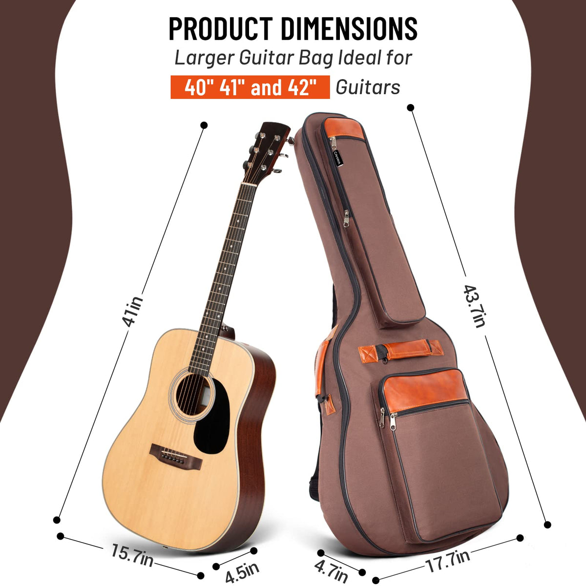 40 41 42 In 6 Pockets Water Resistent Oxford Cloth Padded Guitar Bag O861645