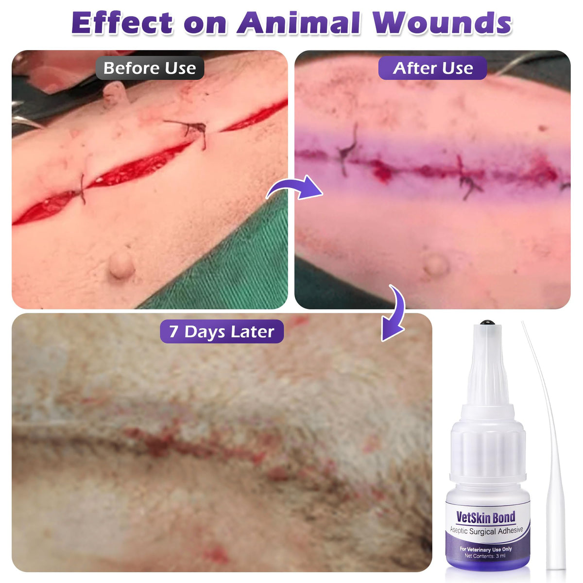 3ml Veterinary Surgical Skin Glue with 10 Applicators Z19207