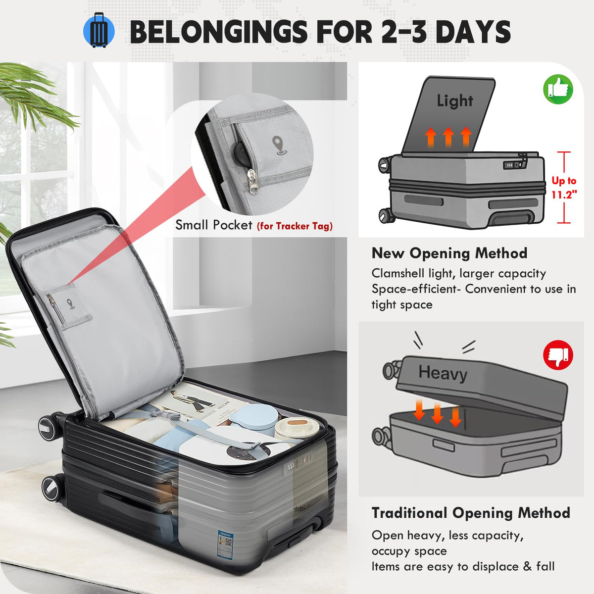 20 Inch Expandable Carry on Luggage U6785