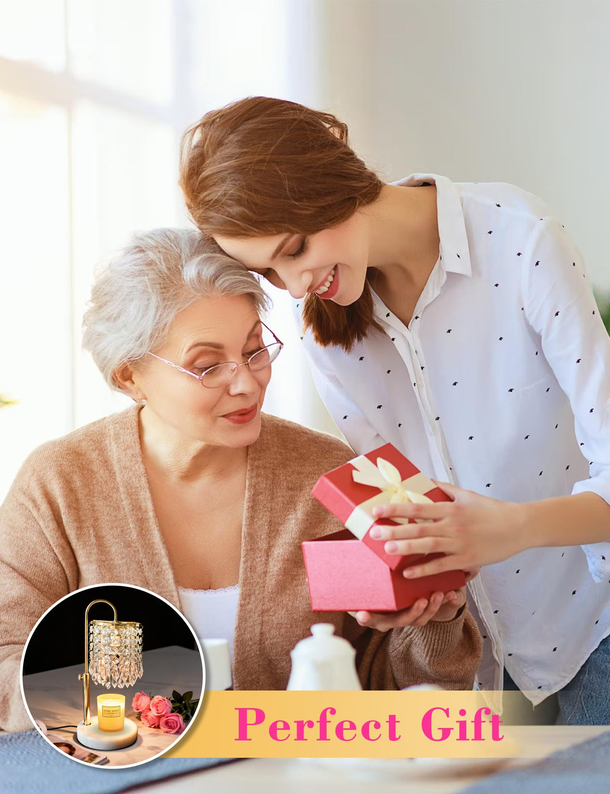 Candle Warmer Lamp with Timer Dimmable Adjustable Height Gold H85662