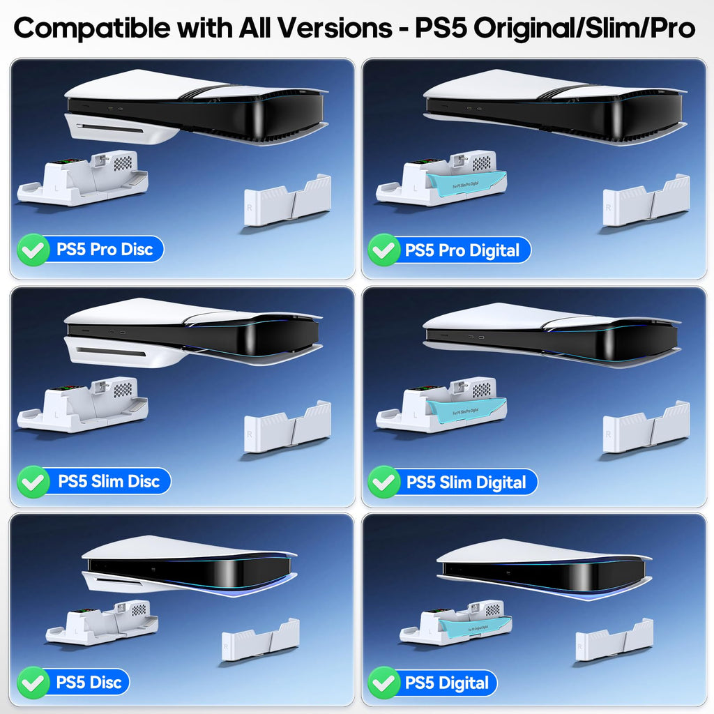 PS5 Horizontal Stand and Cooling Station with Controller Charging Station N9942