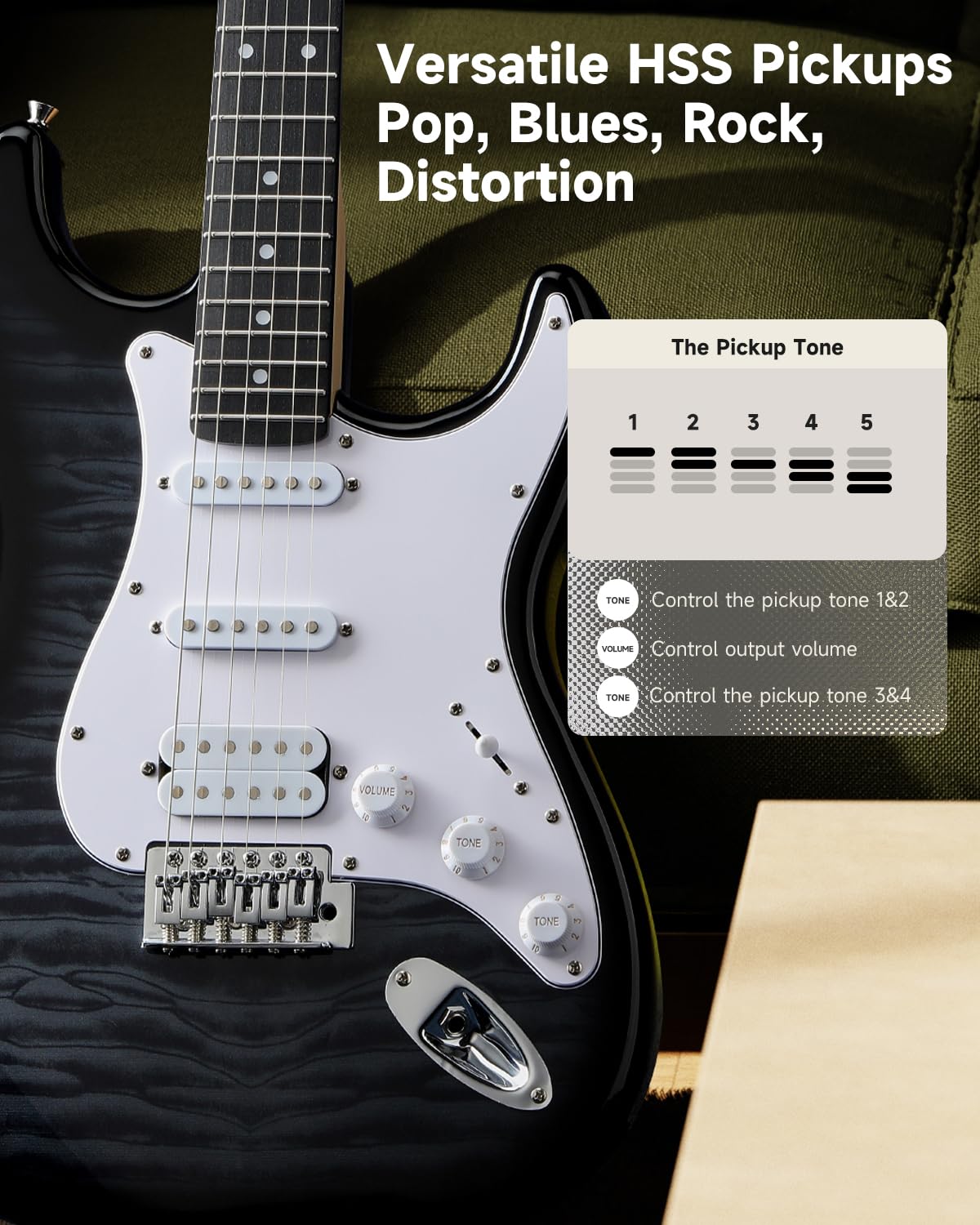 39" Beginner Electric Guitar Kit with Amp, Black Burst V935212