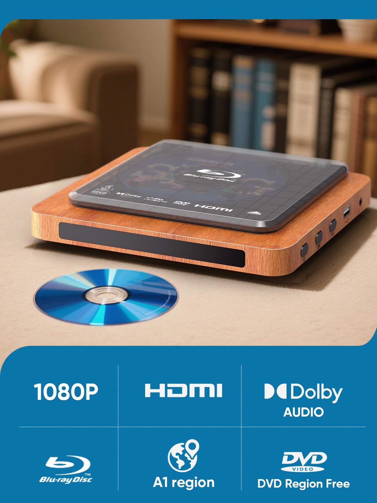 Blu-ray Player with HDMI/AV Cables & Remote V7059