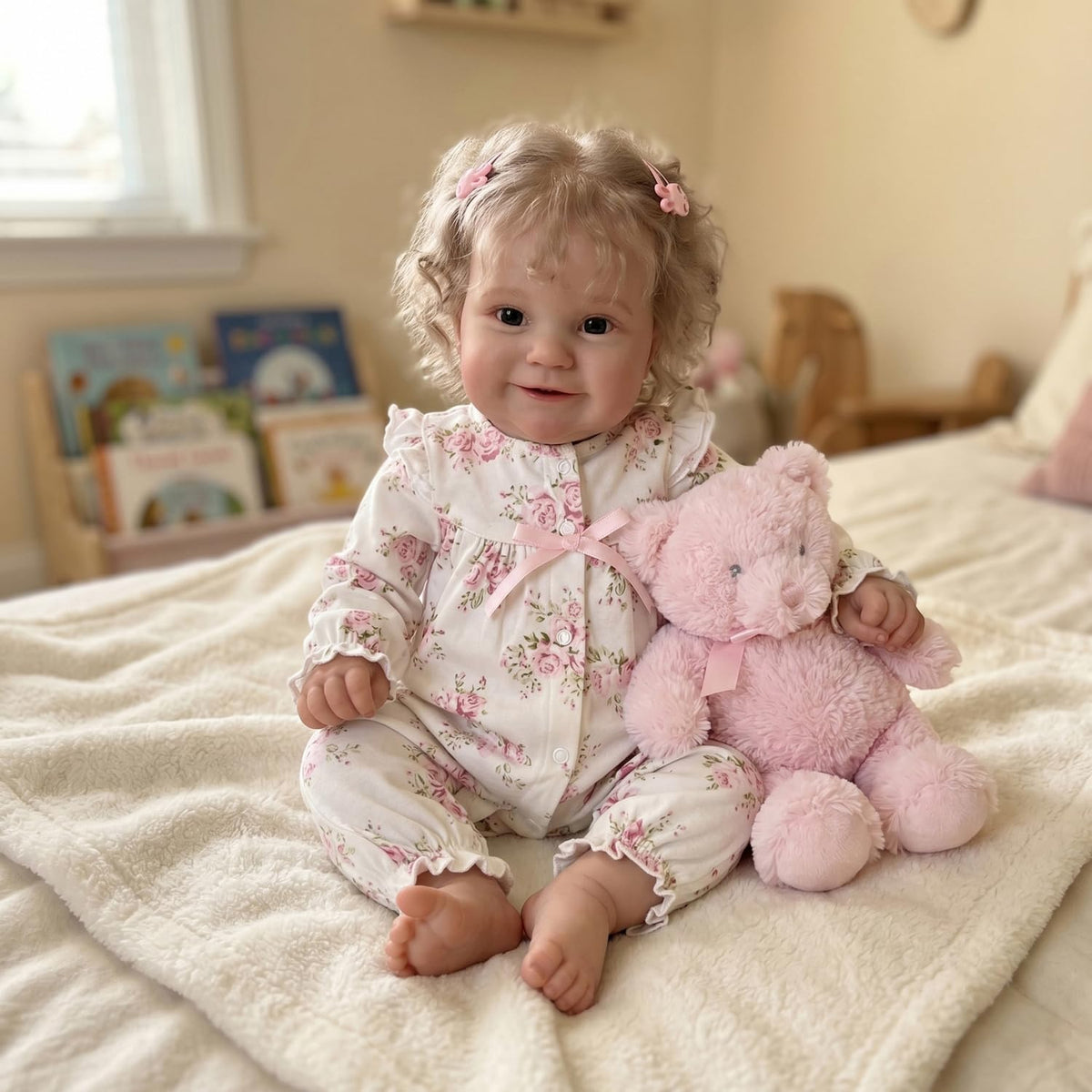 20 Inches Real Baby Size Curly Hair Full Body Vinyl Reborn Baby Doll H8841