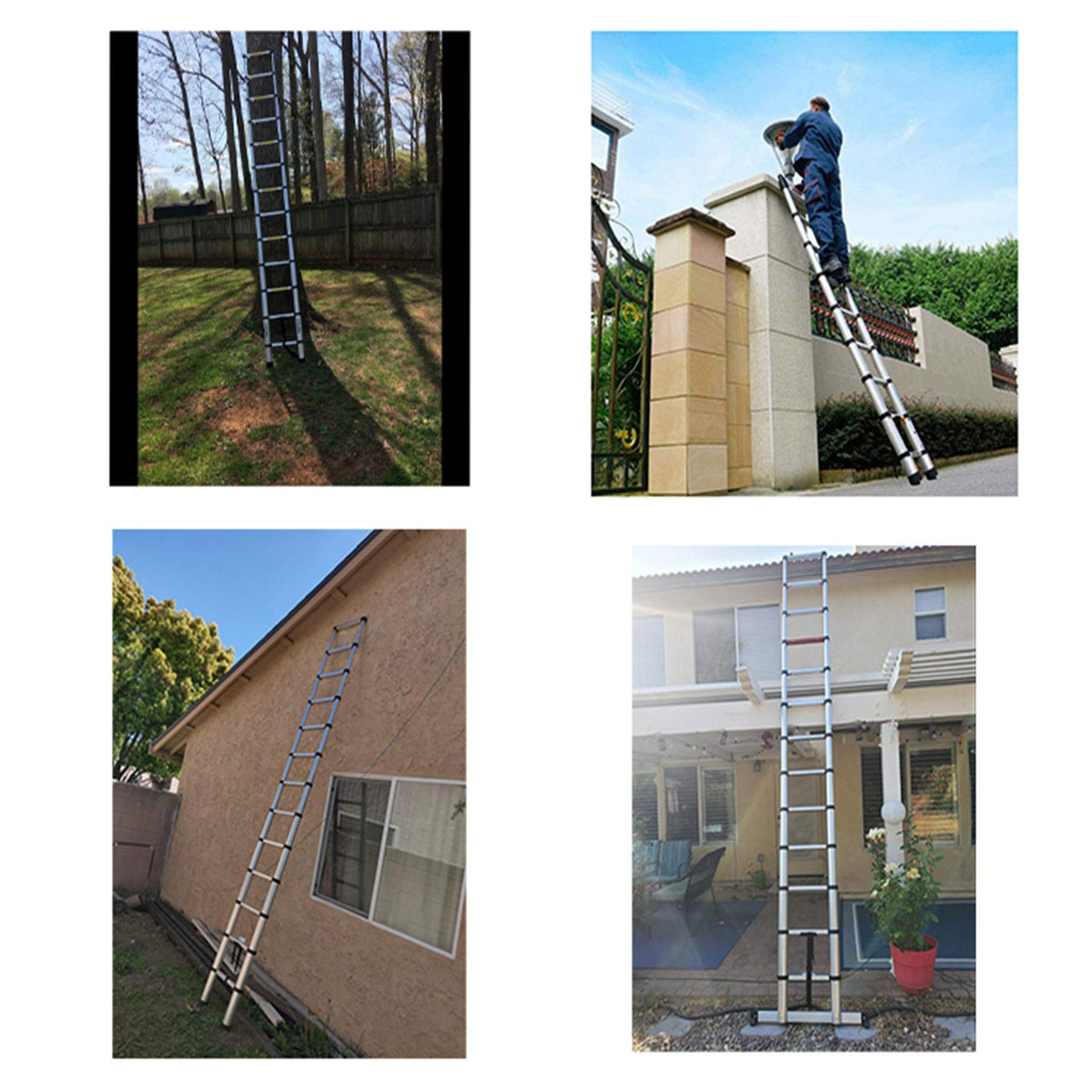 Aluminum Telescopic Extension Ladder 330 lbs Capacity 14.5FT B9503