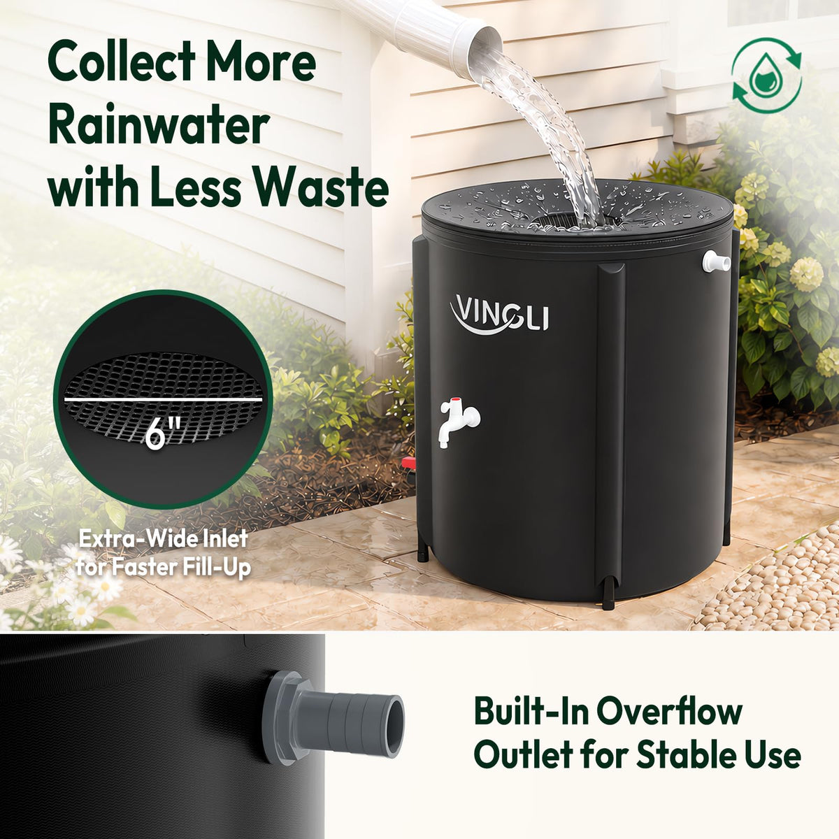 Collapsible 50 Gallon Rain Barrel E684077