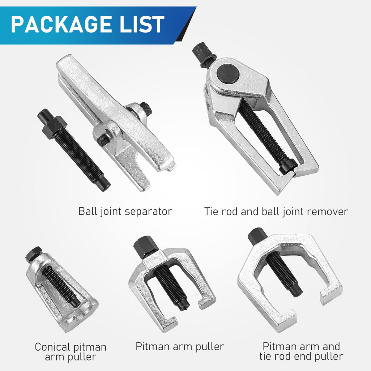 5pcs Ball Joint Separator Pitman Arm Puller Tie Rod End Tool Set K4429