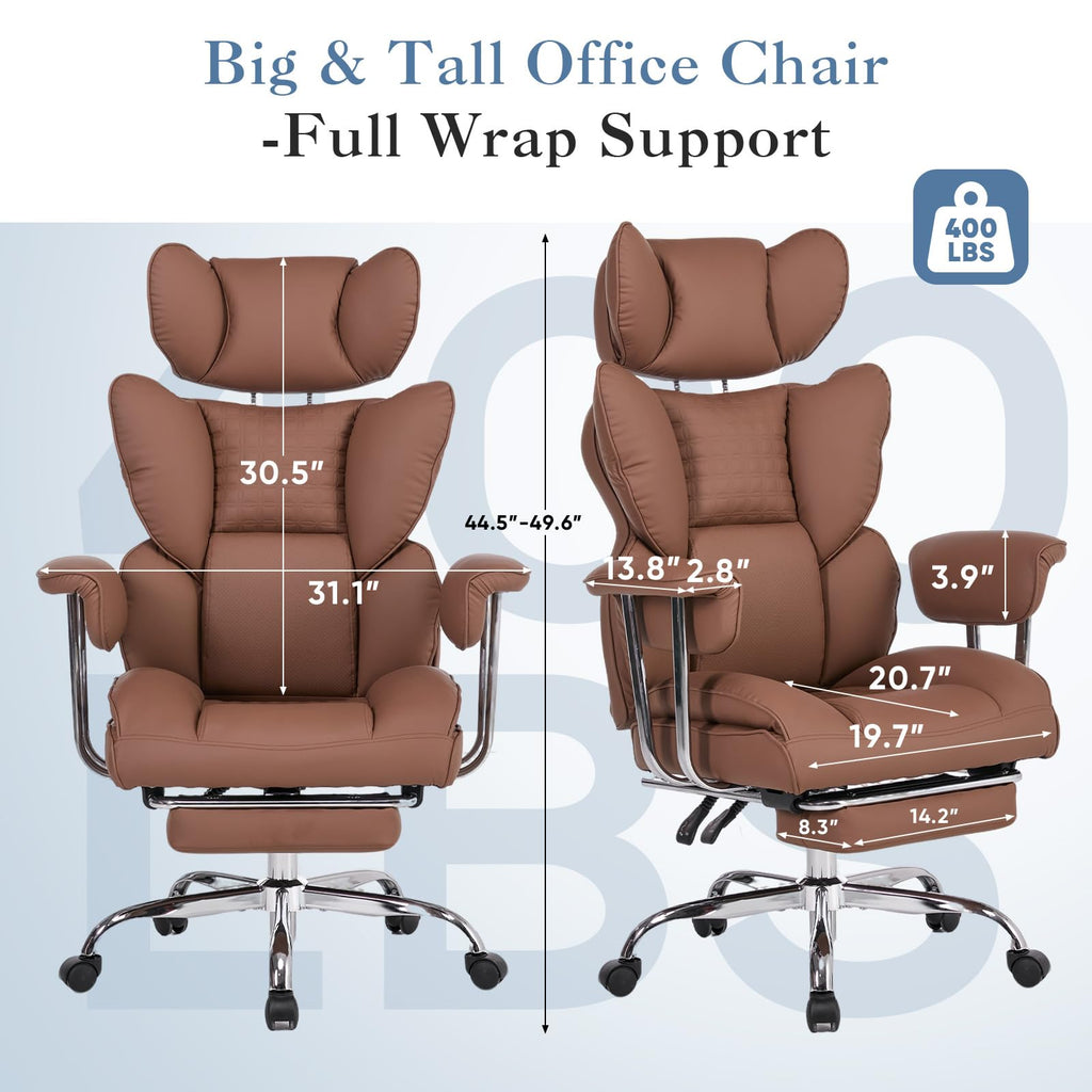 Big and Tall Home Office Desk Chair with Footrest O132