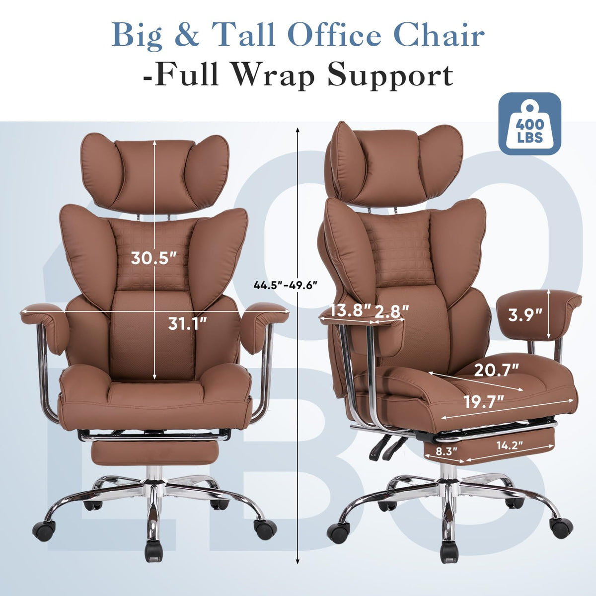 Big and Tall Home Office Desk Chair with Footrest O132