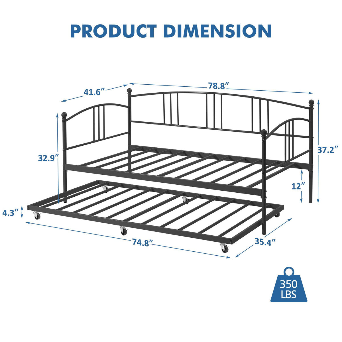 Twin Metal Daybed with Trundle L62578