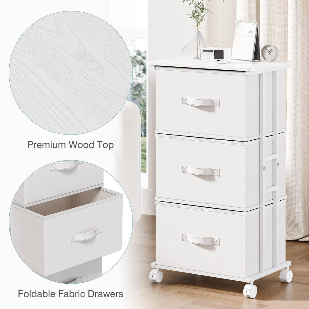 White 3 Drawer Fabric Dresser F44741
