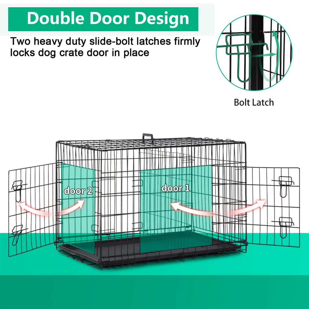 42 inch Folding Metal Wire Dog Crate with Double Door W433