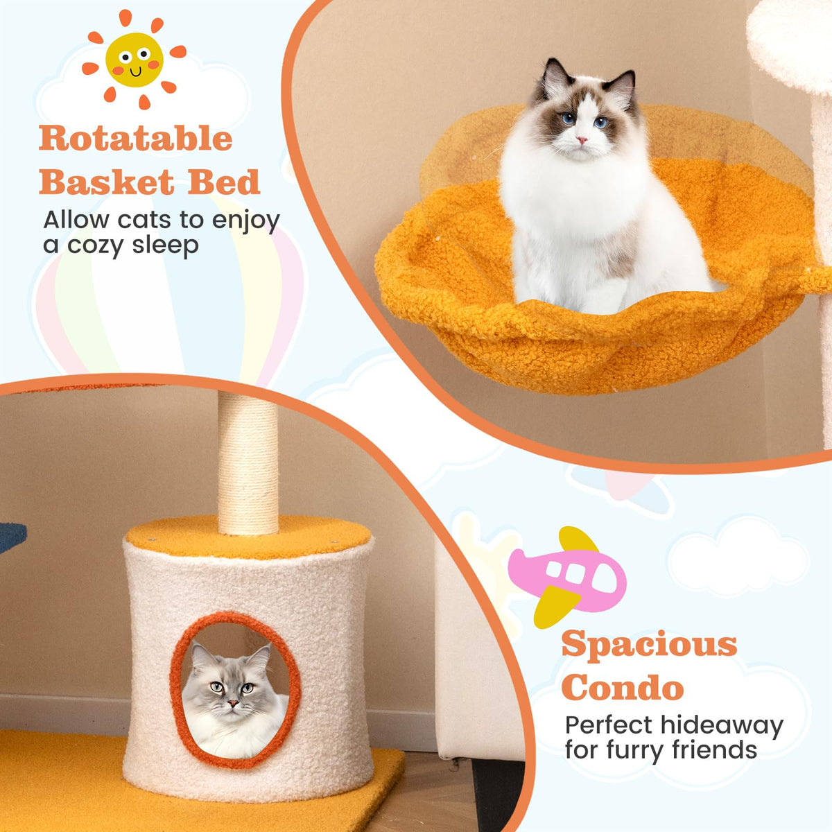 70 inch Multi-Level Cat Tree Tower with Scratching Posts G35187