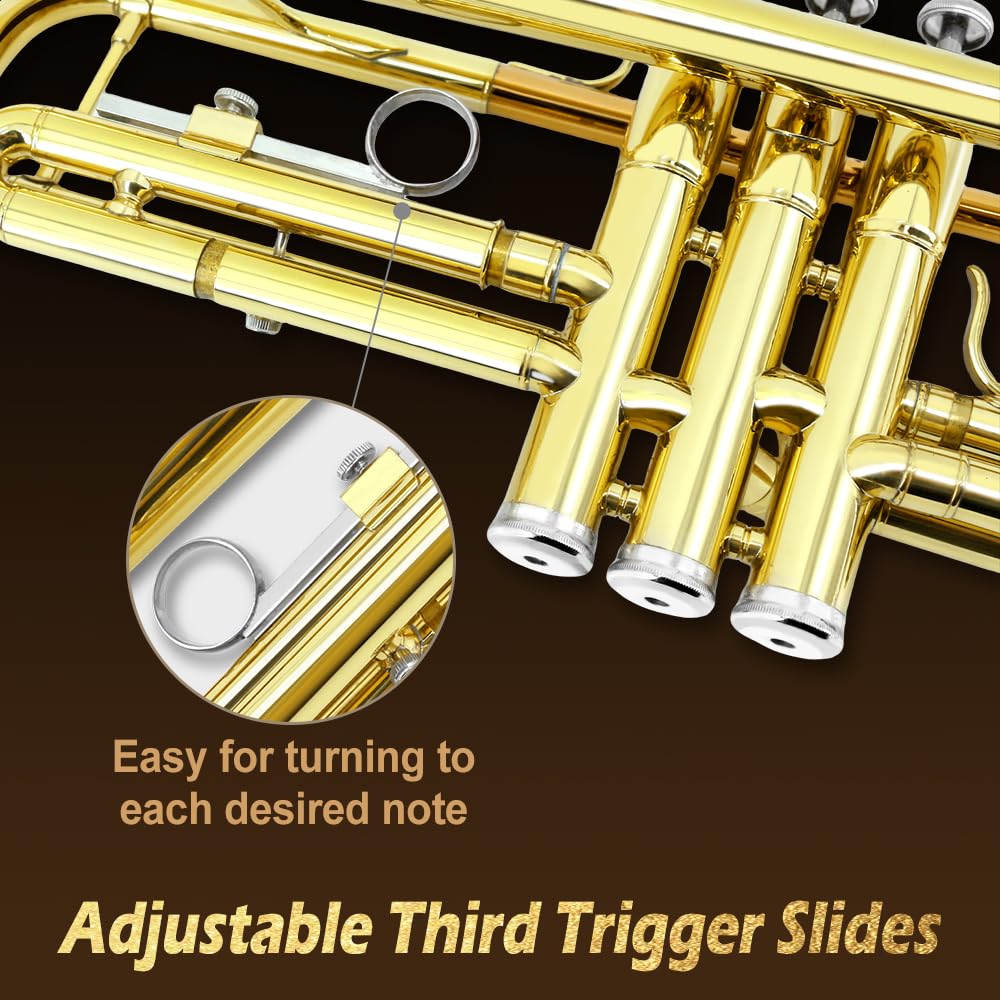 Bb Trumpet Standard Kit with Carrying Case 7C Mouthpiece Clean Cloth Gloves Brass Instrument F577