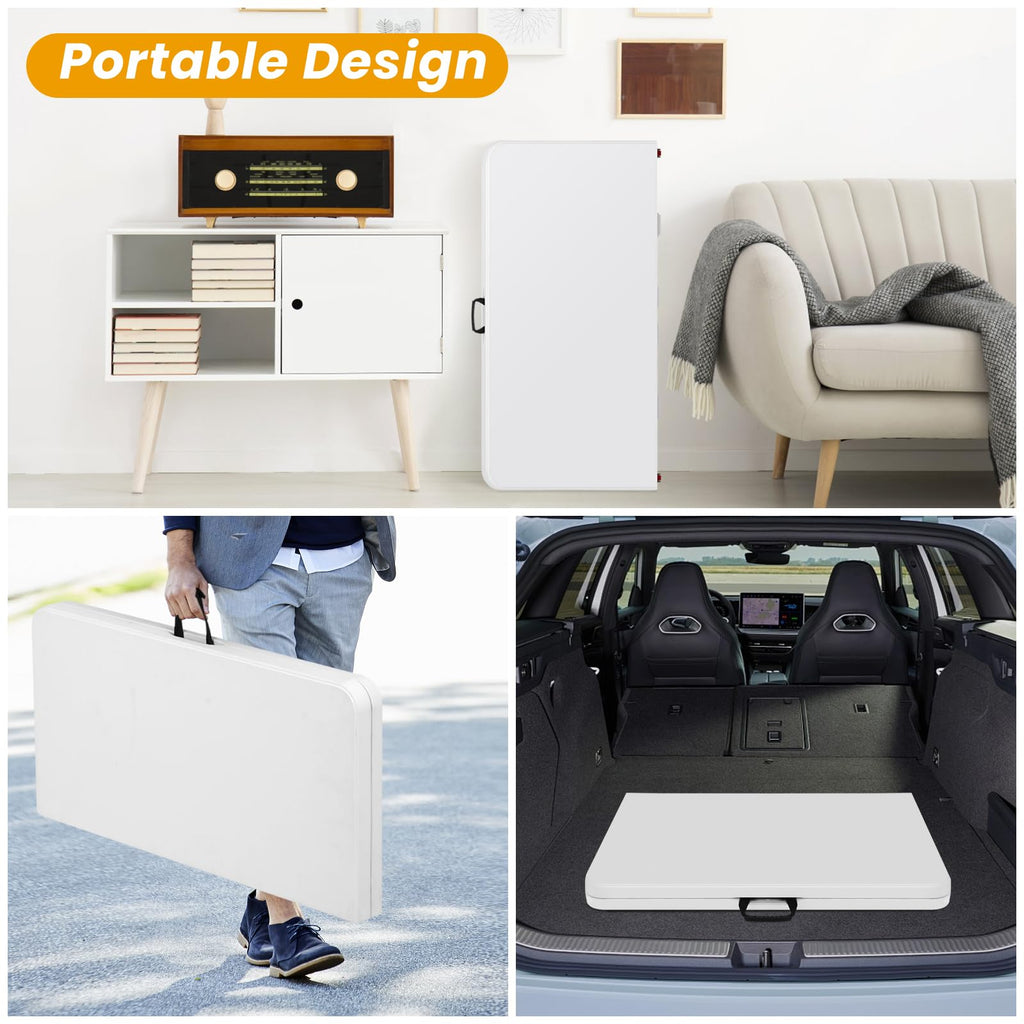 34 Inch Square Folding Table White O55031