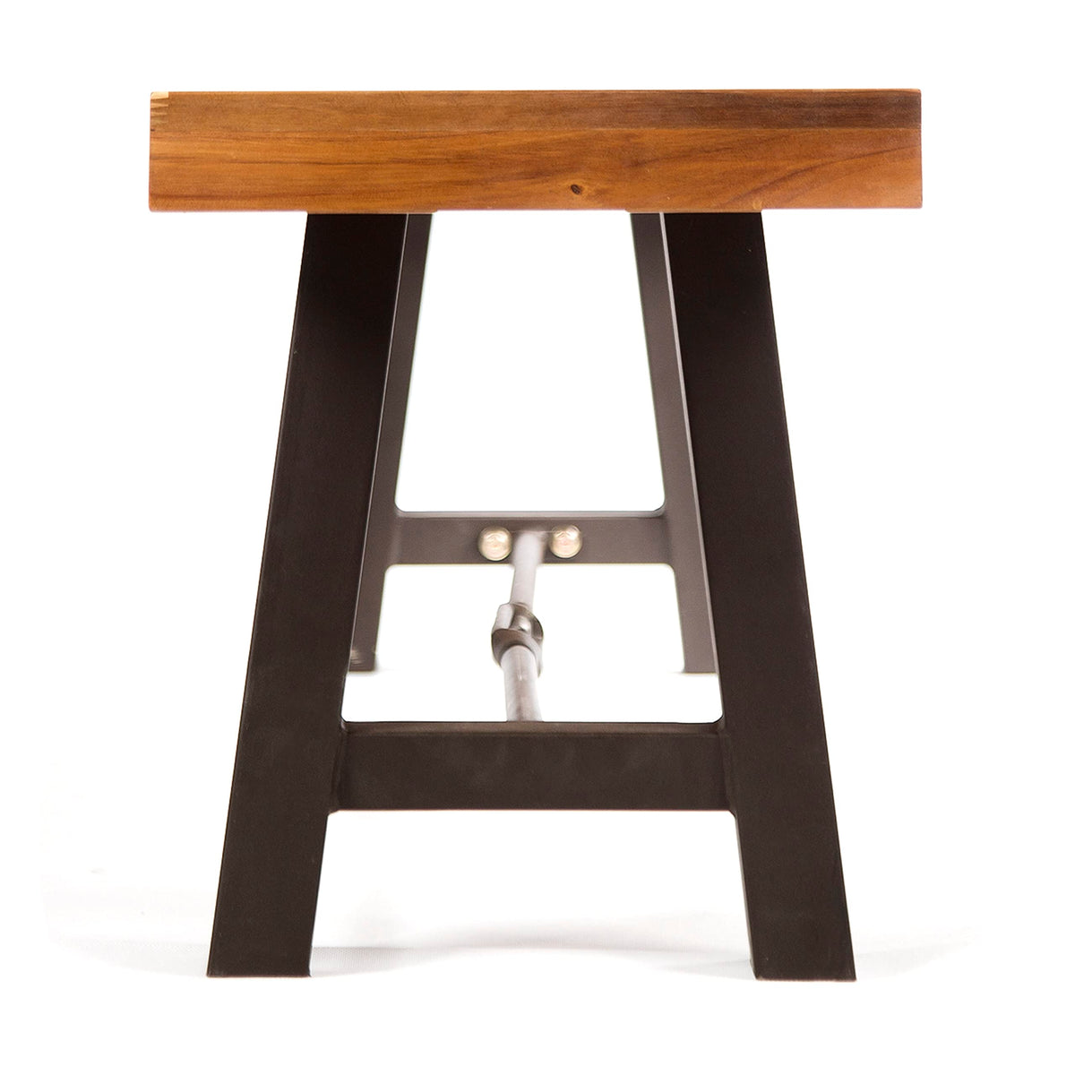 Acacia Wood Outdoor Bench with Metal Accents G486