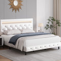 White Faux Leather Upholstered Full Size Platform Bed Frame U586828