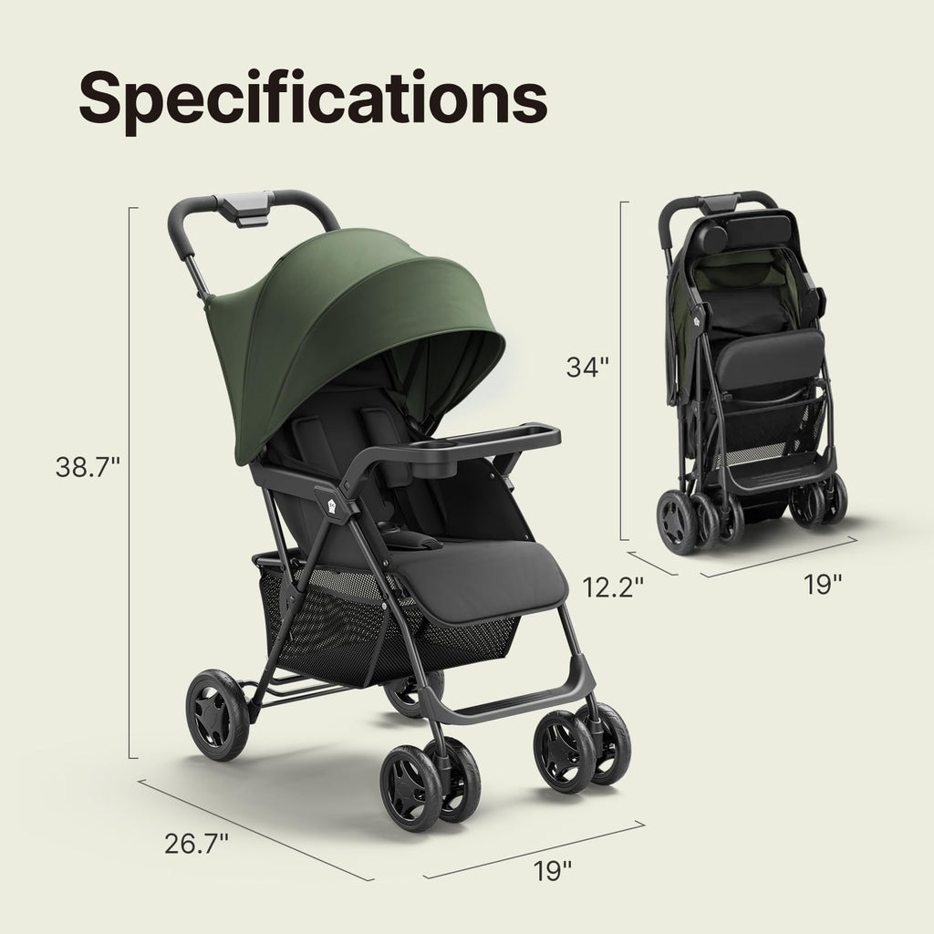 Lightweight Umbrella Travel Stroller with Near-Flat Recline Seat A4411