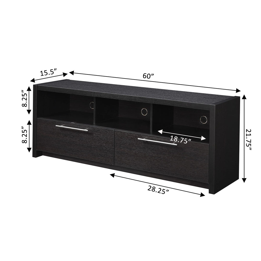 Espresso TV Stand with Storage Cabinets & Shelves I769