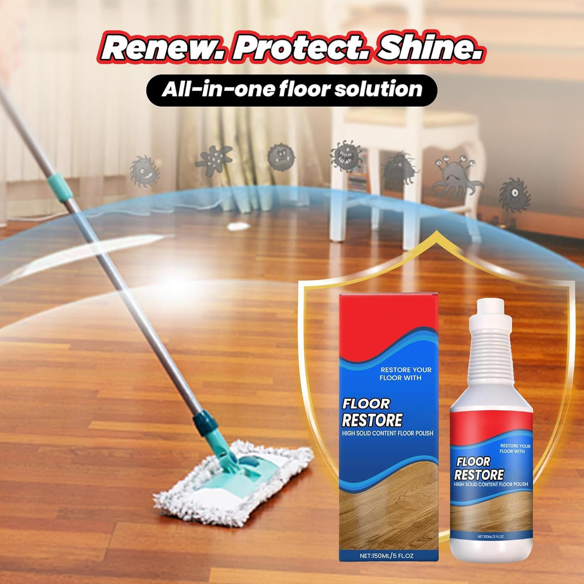 Floor Restore Cleaner, High Solid Content Floor Polish (2 PACK) T646970