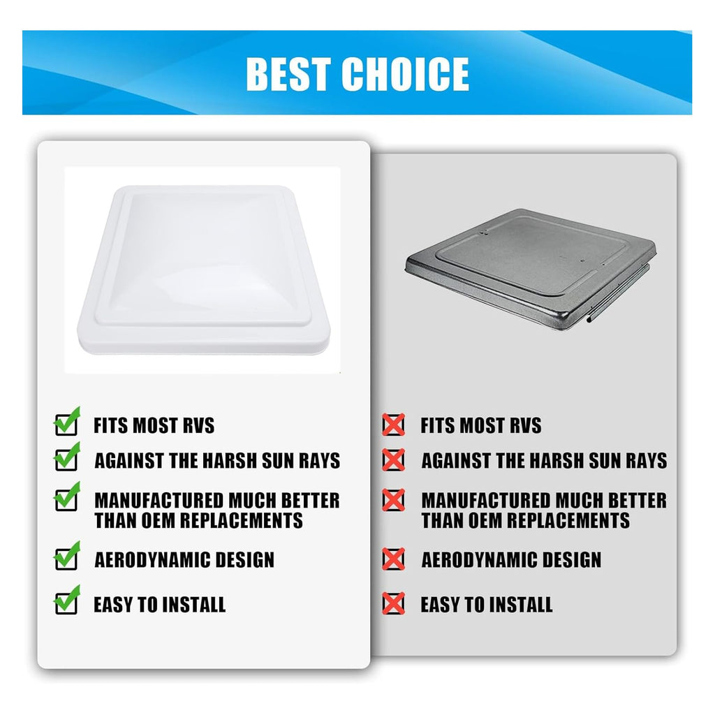 White 14in RV Roof Vent Cover B5490
