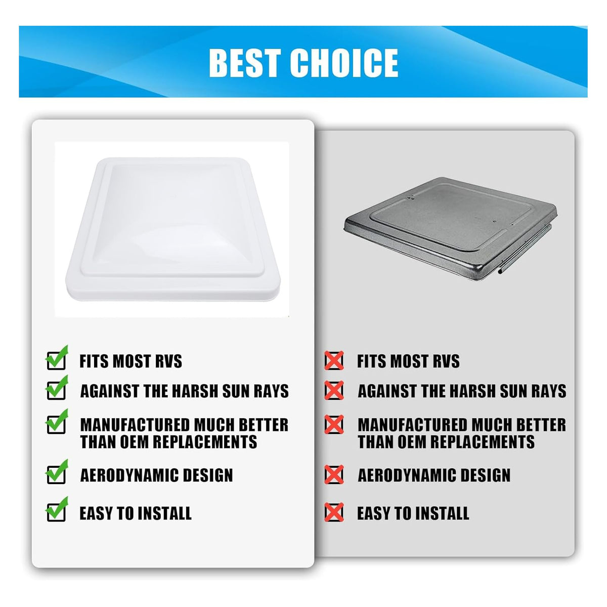 White 14in RV Roof Vent Cover B5490