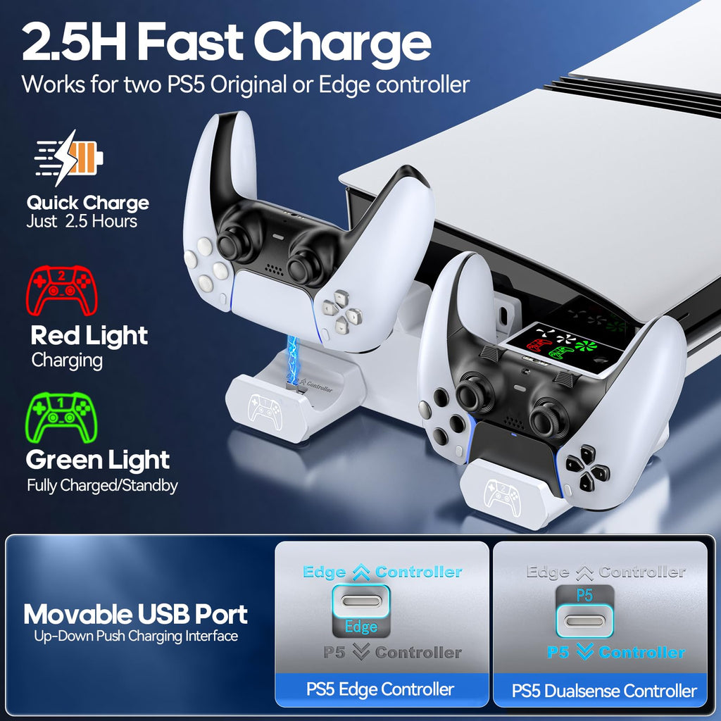 PS5 Horizontal Stand and Cooling Station with Controller Charging Station N9942