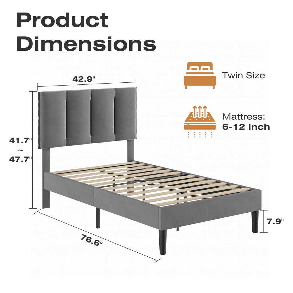 Twin Size Upholstered Bed Frame C686893
